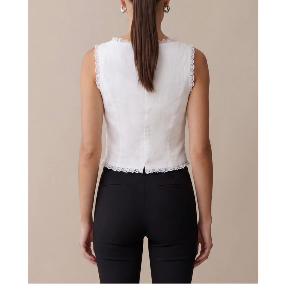 New $123 O.P.T Giogia linen bow top sz 4 white - Picture 3 of 10